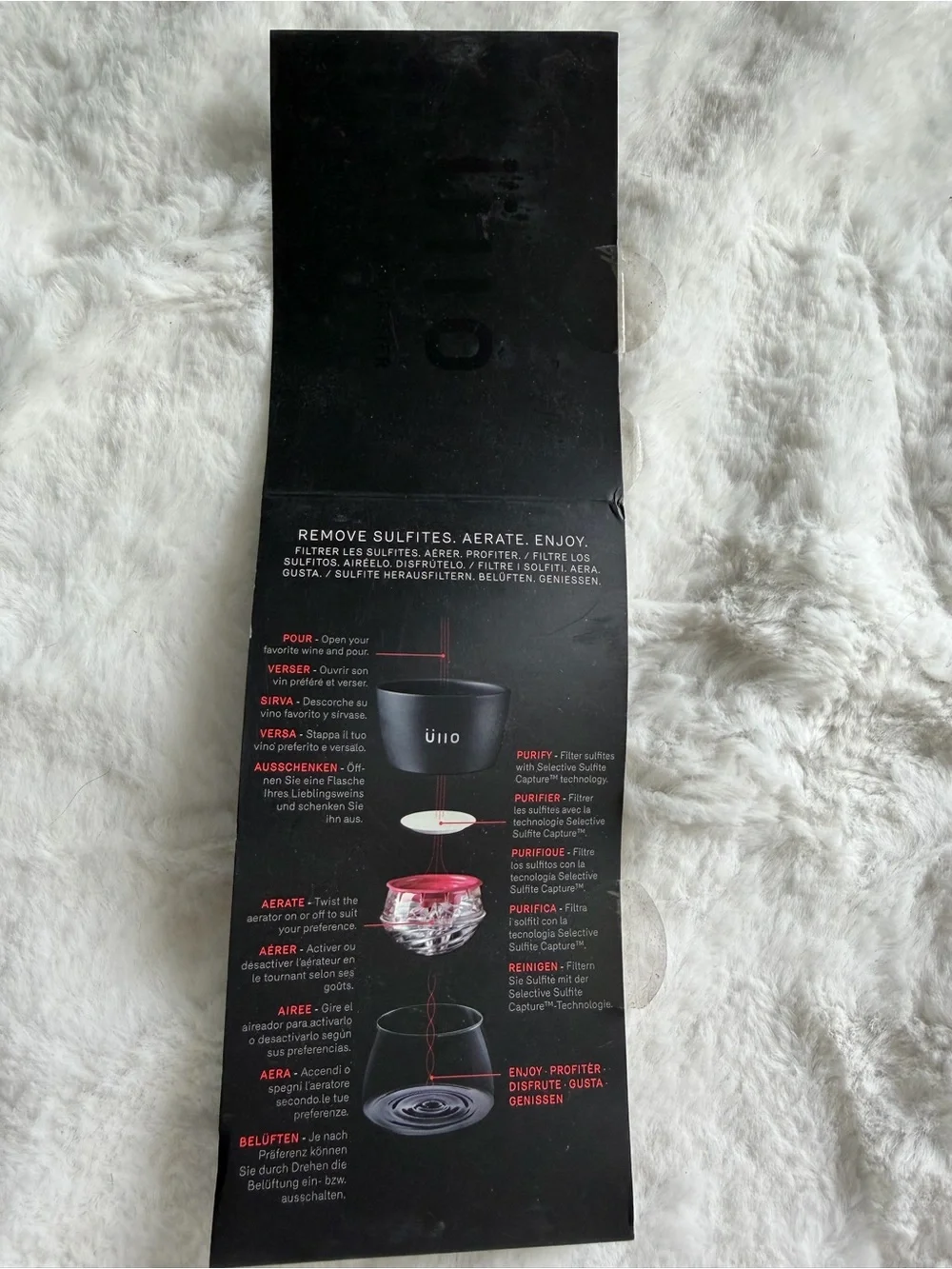 Ullo Black Wine Aerator Cup with Rabbit Aerating Pourer